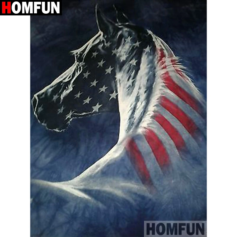 Алмазная 5D Вышивка HOMFUN Лошадь картина с полными квадратными/круглыми стразами