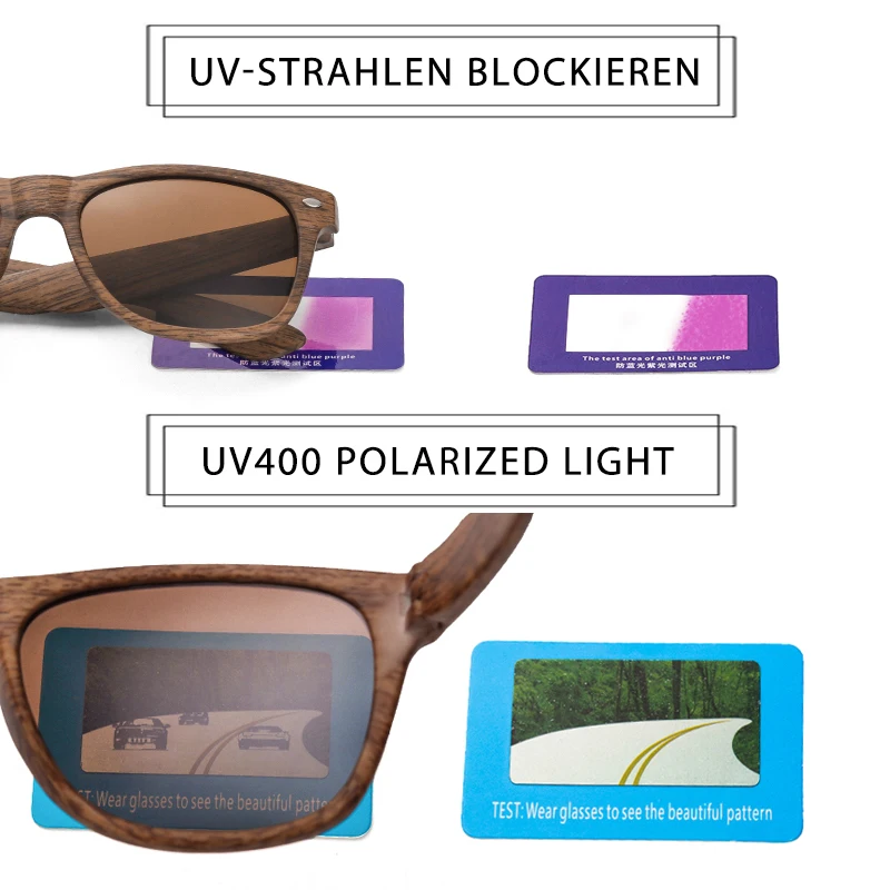 Солнцезащитные очки с деревянным покрытием поляризационные UV400 Брендовые
