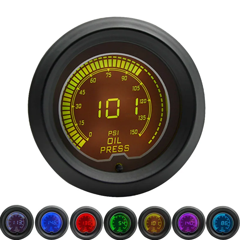 52 мм Boost/температура воды/Температура масла/Вольт/Тахометр/EGT/соотношение воздушного топлива/Датчик давления масла ЖК цифровой 7 цветов дисплей - Цвет: Oil pressure gauge