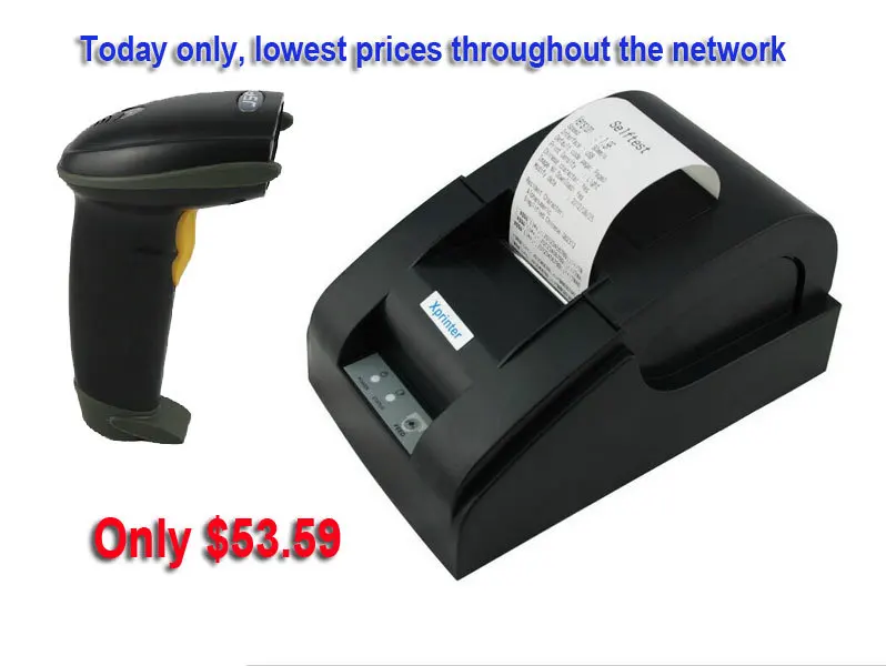 High quality Barcode scanner and 58mm printer USB mini thermal receipt
