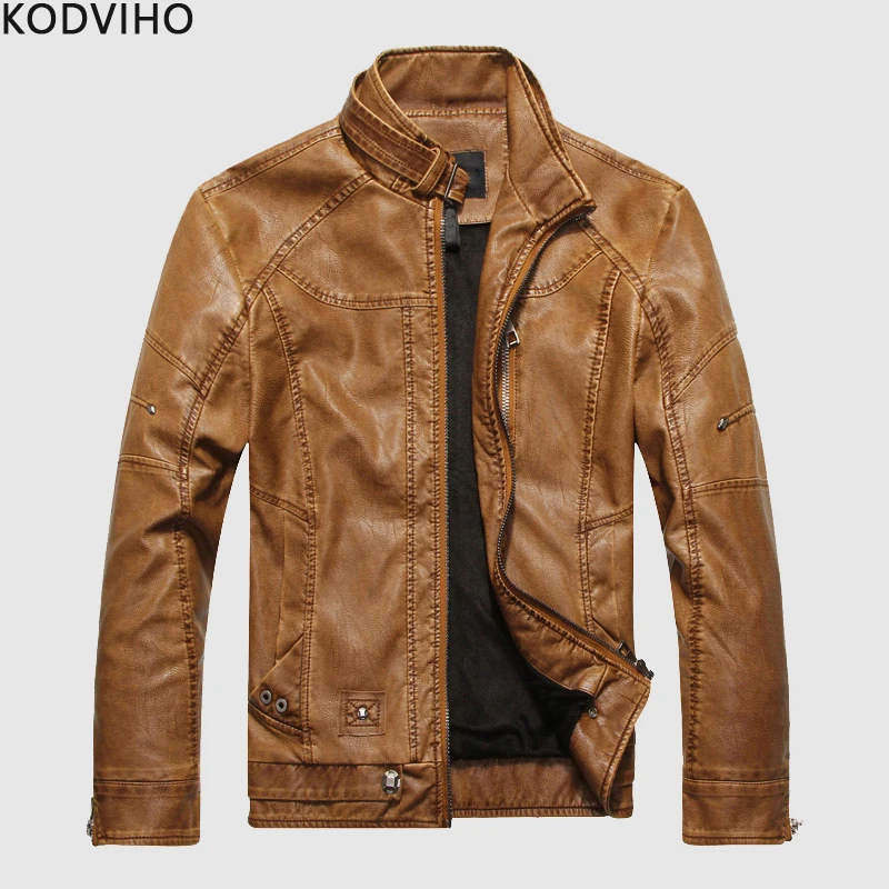 Мужская кожаная куртка уличная стимпанк зимняя Байкерская Черная s Leder