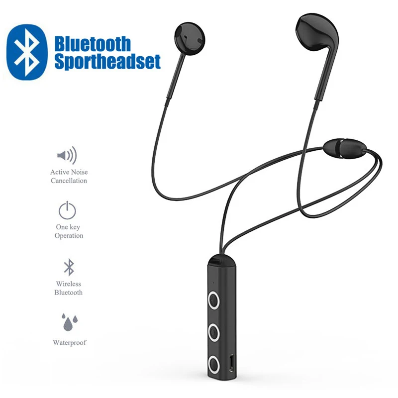Беспроводные Bluetooth наушники магнитные для Samsung S9 Iphone XS Max Водонепроницаемая