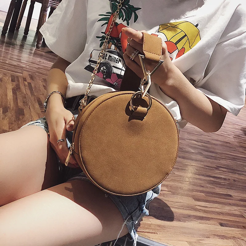 

Chic Fashion Summer Brown Suede Leather Bags Shoulder Bags Ladies Hand Bags Women Handbags Round Tote Bags Crossbody Bags B129