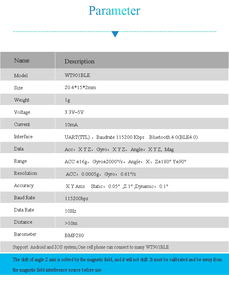 Bluetooth Инклинометр WT901BLE MPU9250 акселерометр+ гироскоп+ магнитометр, низкое потребление Ble4.0, Совместимость с IOS/Android/PC