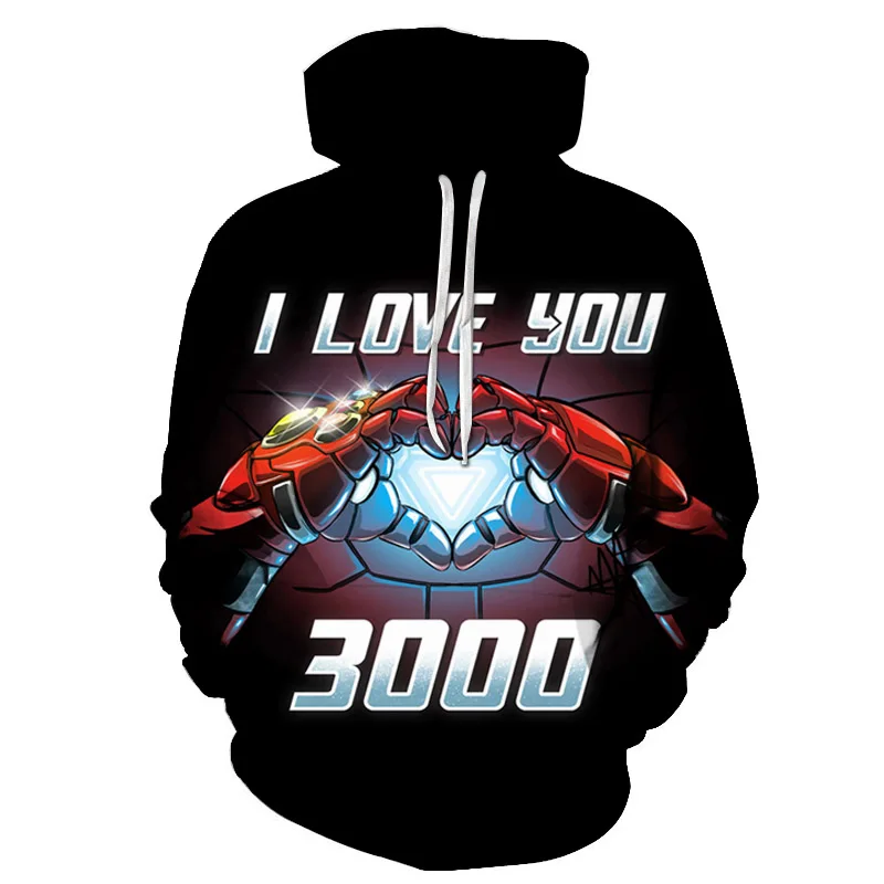 

Tony Stark I Love You 3000 Hoodies Men The Avengers Iron Man Moive 2019 New 3D Print Plus Size Sweatshirts and hoodie S-6XL