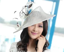 2017 Vintage Women Fascinator Hat Flower Hair Bows Hairband Headwear Dress Derby Church Wedding Cocktail Feather Sinamay New Cap