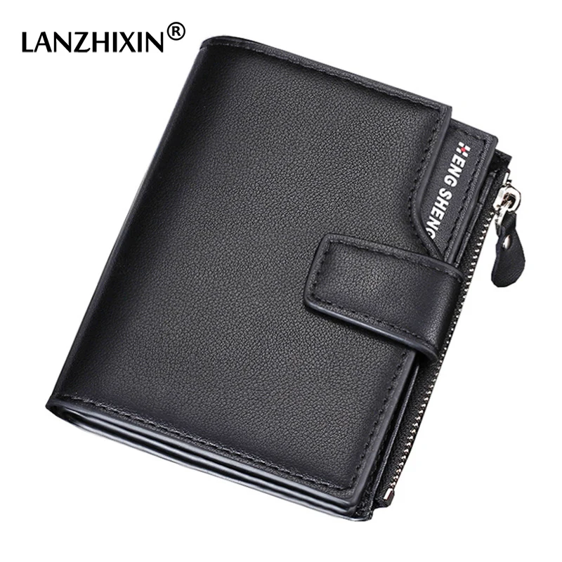 

LANZHIXIN Foldable Men's Wallets High Quality Multi-function Purse Leather Money Clip Credit Card Men Wallet billetera hombre
