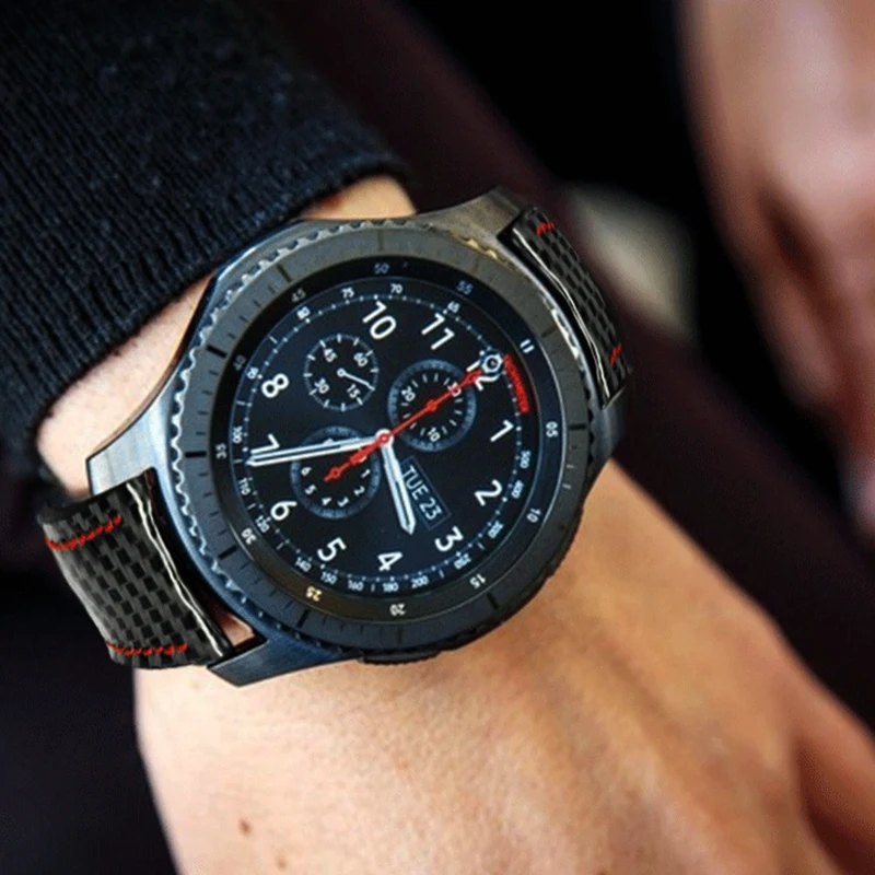 AKGLEADER для samsung Galaxy Watch 46 мм 42 м gear S3 S2 ремешок для часов из настоящего углеродного волокна Кожаный ремешок Huami Amazfit 2 наручный ремешок