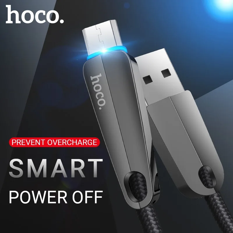 

hoco cable micro usb charging data transfer usb a micro plug smart power off usb for Samsung Xiaomi Android charger phone wire