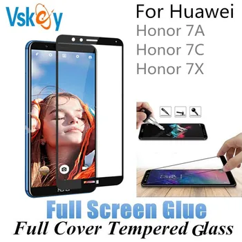 VSKEY 10 個フル接着剤強化ガラス Huawei 社の名誉 7A 7C 7X フルカバースクリーンプロテクター保護フィルム