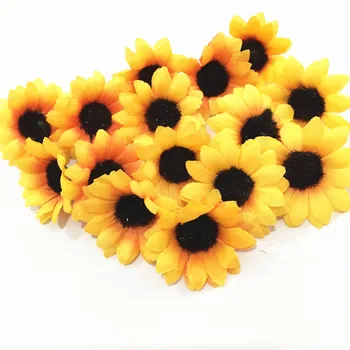 

200pcs 1.5inch Yellow Sunflower Daisy Head Buds Decorative Synthetic Artificial Flower For Baby Shower Wedding Bridal Bouquet