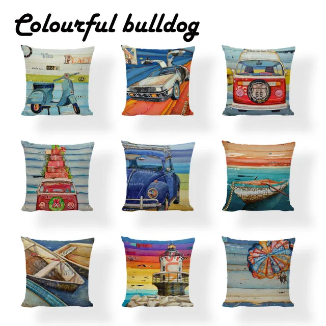 High Quality Retro Beetle Cushion Cover Shabby Chic Pillow Covers High Quality Retro Beetle Cushion Cover Shabby Chic Pillow Covers Chair 17 7inch Linen Home Decor Sofa Mini Bus Throw Case