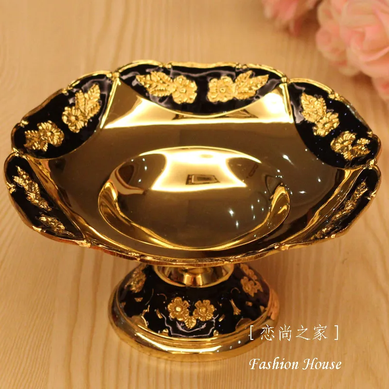 

Fashion candy dish nut snack tray luxury ktv quality alloy small plate