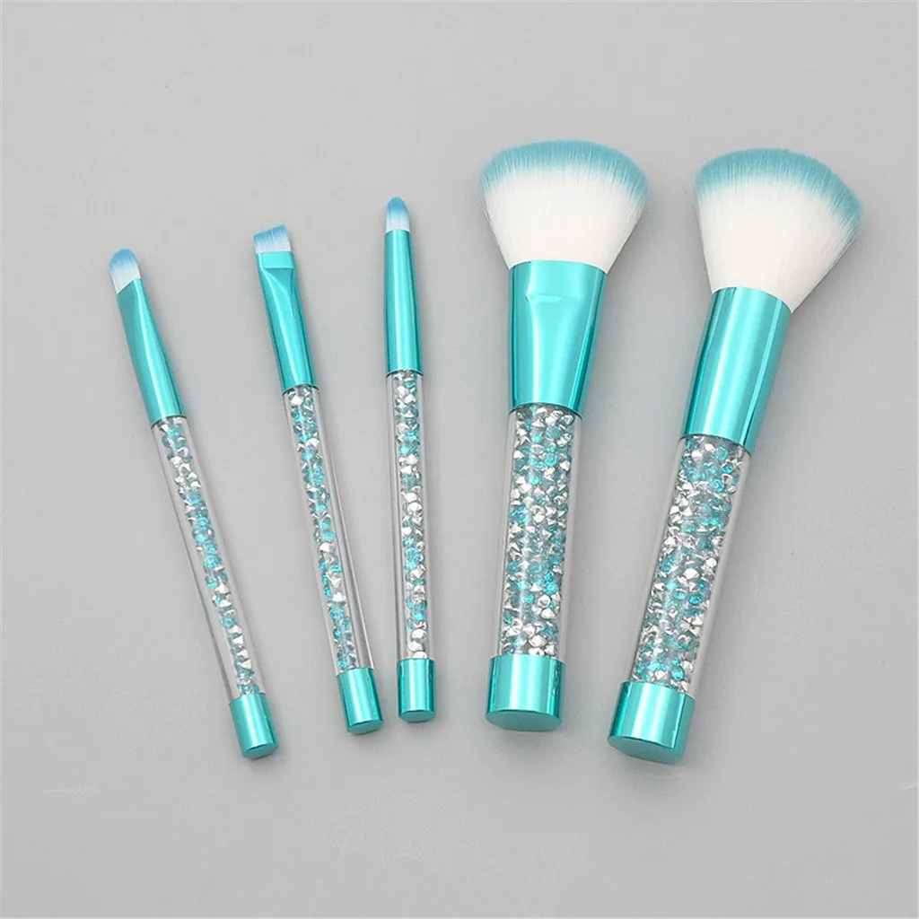 

Makeup Brushes set Professional with case 5 Pcs Clear Crystal Diamond Material Handle For Eye Brush And Makeup Brush Set 8W5