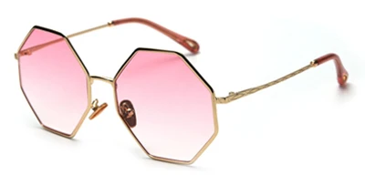 Peekaboo большие Восьмиугольные Солнцезащитные очки женские трендовые золотые черные градиентные негабаритные солнцезащитные очки для мужчин винтажные UV400 полигон - Цвет линз: gold with pink