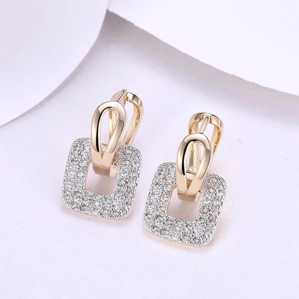

MEEKCAT 2017 Unique Square Shaped Piercing Huggie Hoop Earring for Women Silver/Gold-Color 2 colors Earing Round Jewelry XUE218