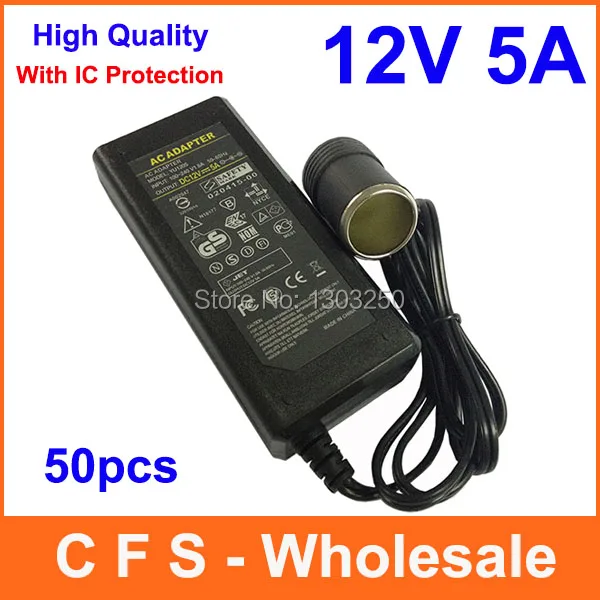

AC 100V~240V to DC 12V 5A Cigarette Lighter Power Supply Converter 12V 60W Adapter Free shipping 50pcs wholesale High Quality