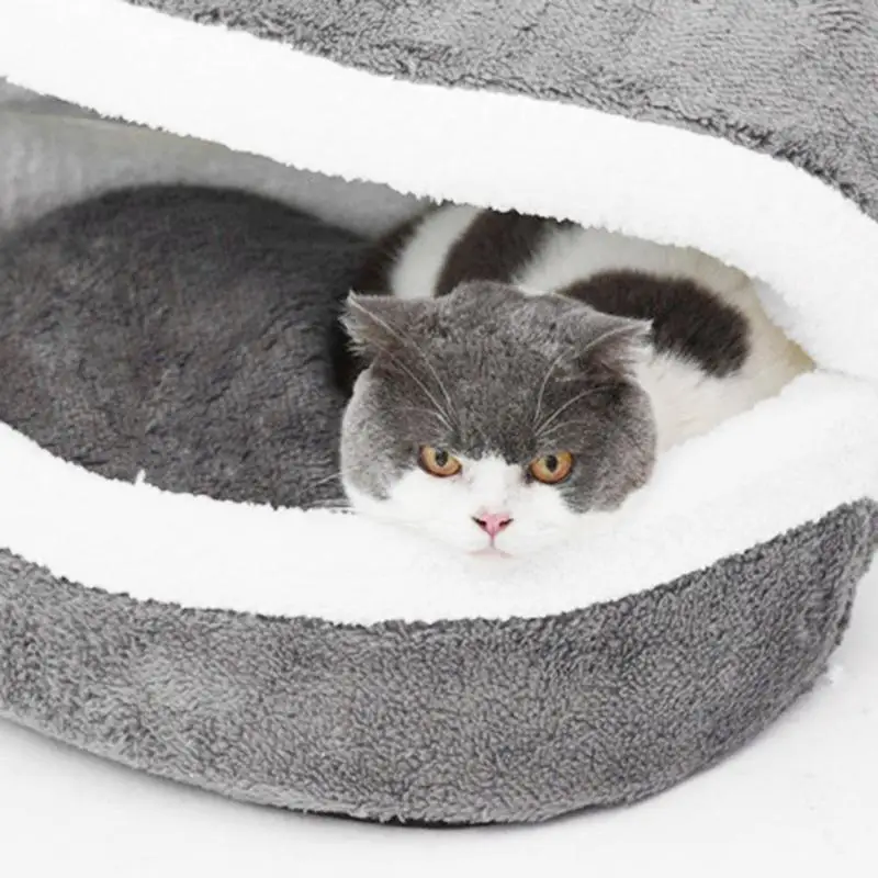 Съемные в форме гамбургера лежанки для кошек питомца котенка подстилка оболочка ветрозащитное гнездо термо скрытие бургер дом мягкий плюшевый домик