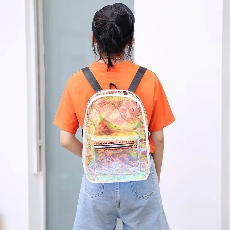 

Transparent Holographic Backpacks Korean Style Small Backpack For Girls Shining Hologram Shoulder Bag Classic Student School Bag