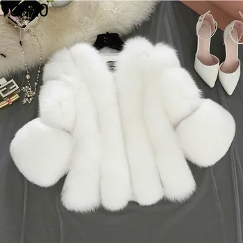 

COATSFaux Fur Coats Autumn Winter 2018 Elegant Party Faux Fox Fur Ladies' Coats Women Fur Coat Jacket Elegant Fluffy Jackets