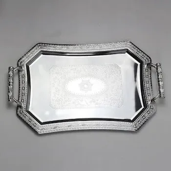 

European Gold and Silver Stainless Steel Mirror Pallet Rectangular Tea Plate Hotel Buffet Plate KTV Fruit Plate New Product