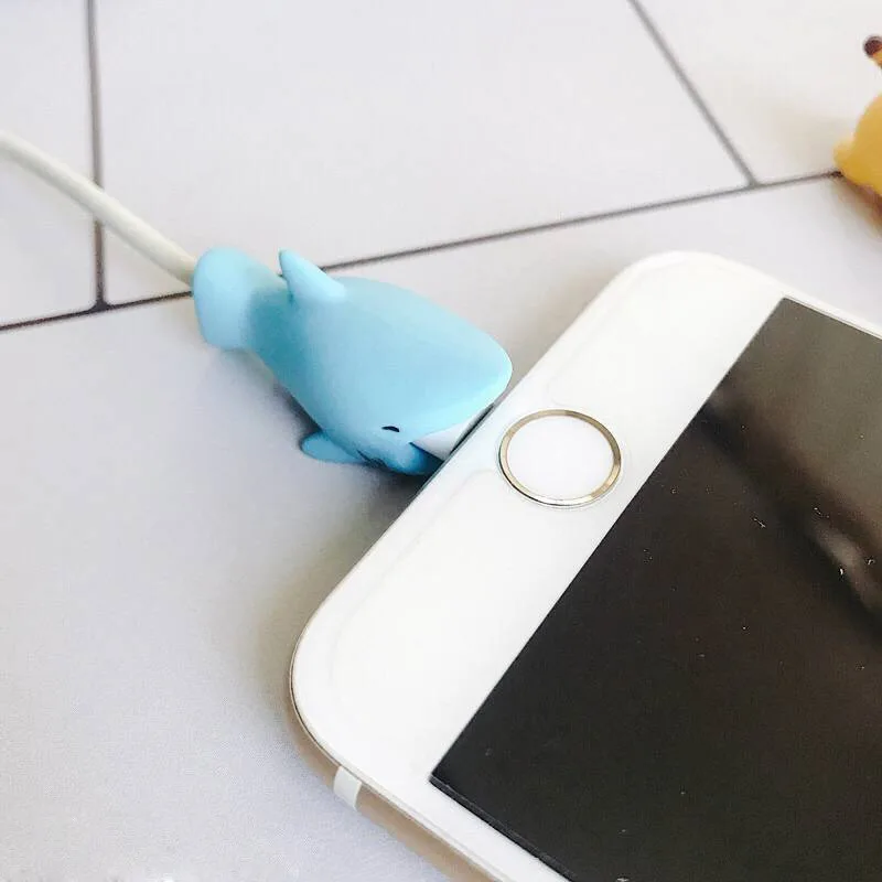 Милые животные зарядное устройство кабель передачи данных Шнур протектор для iPhone 7 Plus 8 6 USB Силиконовый Мультфильм кабель передачи данных линия протектор зарядки