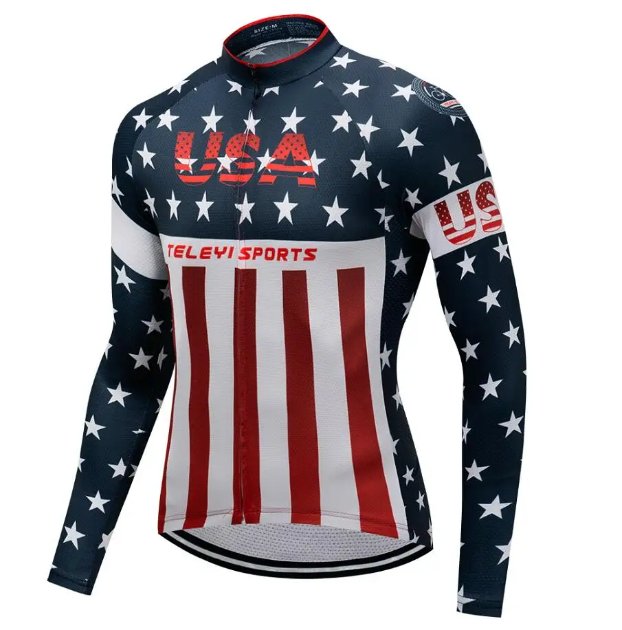 Мужские футболки с длинным рукавом в американском стиле для велоспорта, топы для велоспорта, одежда для велоспорта, Ropa Ciclismo MTB Bike, футболка с флагом США, S-4XL - Цвет: CC6344