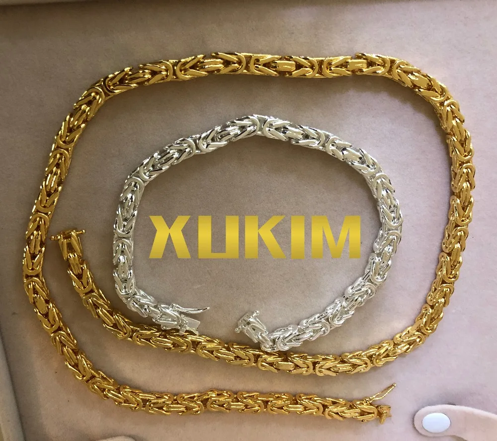 Xukim ювелирные изделия золото Byzatine цепь высокое качество золото серебро Kejsarlank цепь византийское плетение цепочка браслет ожерелье
