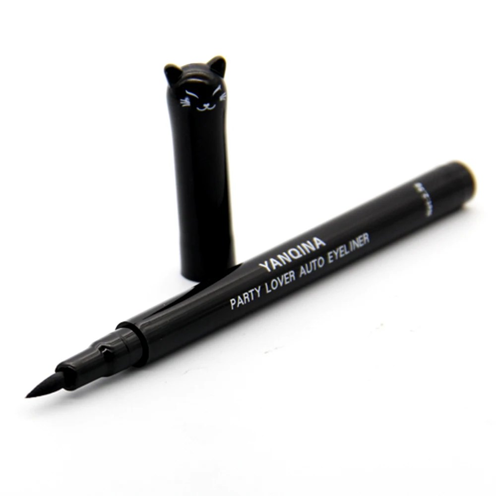 Cat Eyes Makeup Black Eyeliner Pen Waterproof Make up Liquid Eye Liner Pencil Fast-dry Cosmetic Tool Eyelid Enhancer Liner Brush