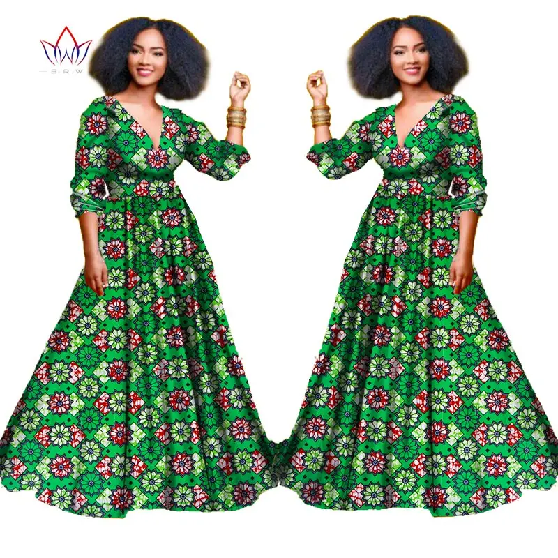 

2019 african dresses for women Autumn three-quarter sleeve Dashiki african print clothing plus size christmas dress 5xl WY939
