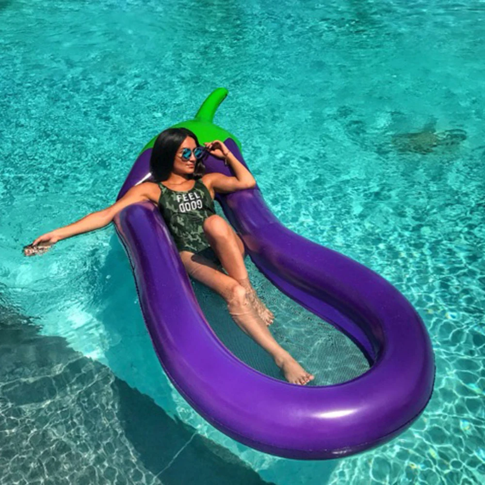 

JIAINF Inflatable Mattress Eggplant Cup Holder Swimming Float Party Toys Drinks Float Water Mattress Flamenco Inchable Gigante