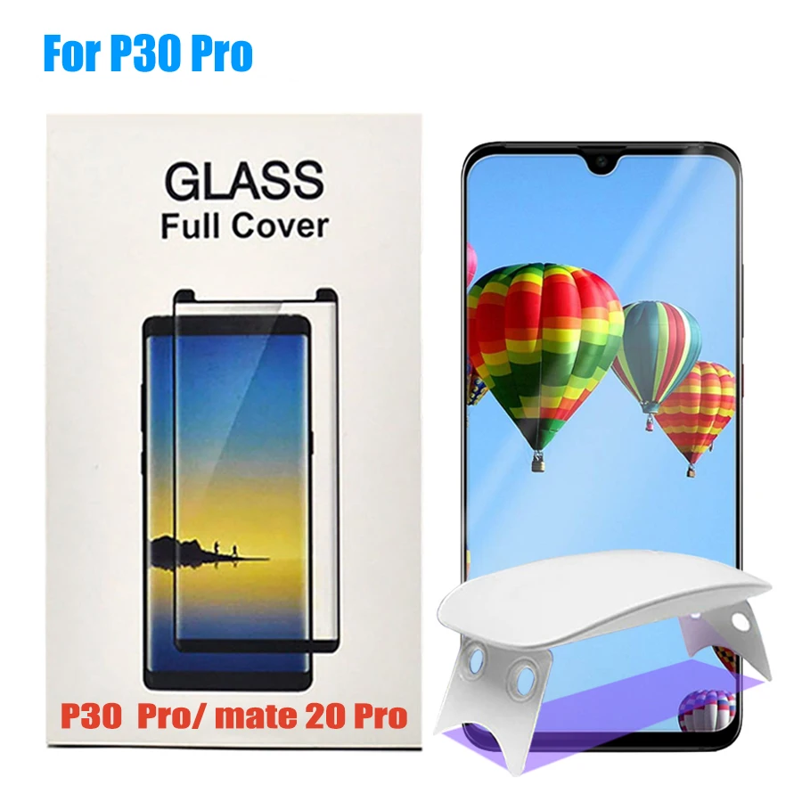 

10 PCS UV Glue Full Screen Protector Tempered Glass Full Cover 1 Ultraviolet Light For Huawei P30 Pro