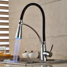 New 360 degree Modern swivel font b faucet b font single hole LED font b kitchen