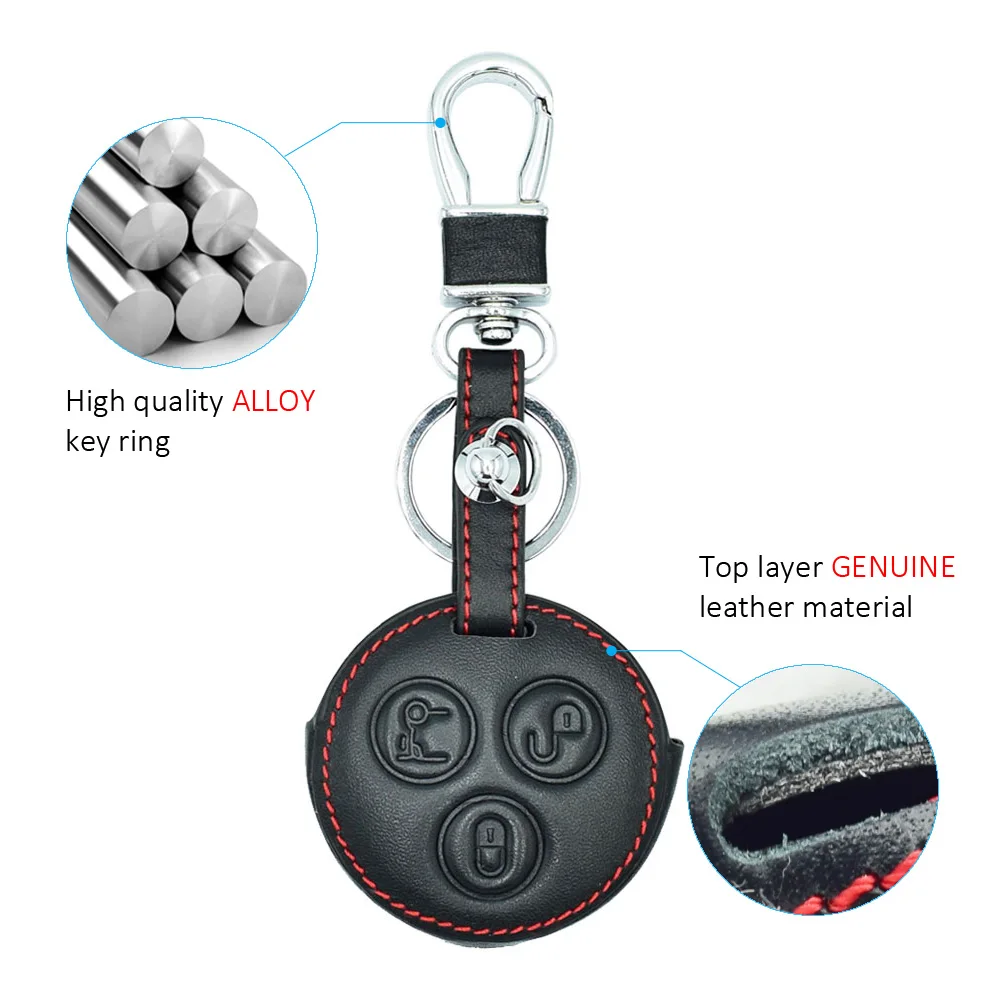 ATOBAI 3 пуговицы кожа Чехлы для автоключей брелок кожи Mercedes Benz Smart Fortwo ForFour город