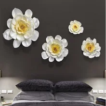 

DIY 3D 4 PCS Wall decoration Home Decoration Muons Stereo Entranceway Sofa Background Wall Stickers Ceramic Flower