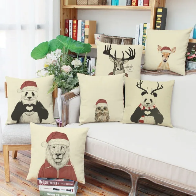 nordic style deer decorative cushion cover 44x44cm christmas decorations for home throw pillows cojines almofadas - Nordic Style Christmas Decorations nordic style deer decorative cushion cover 44x44cm christmas decorations for home throw pillows cojines almofadas - Nordic Style Christmas Decorations
