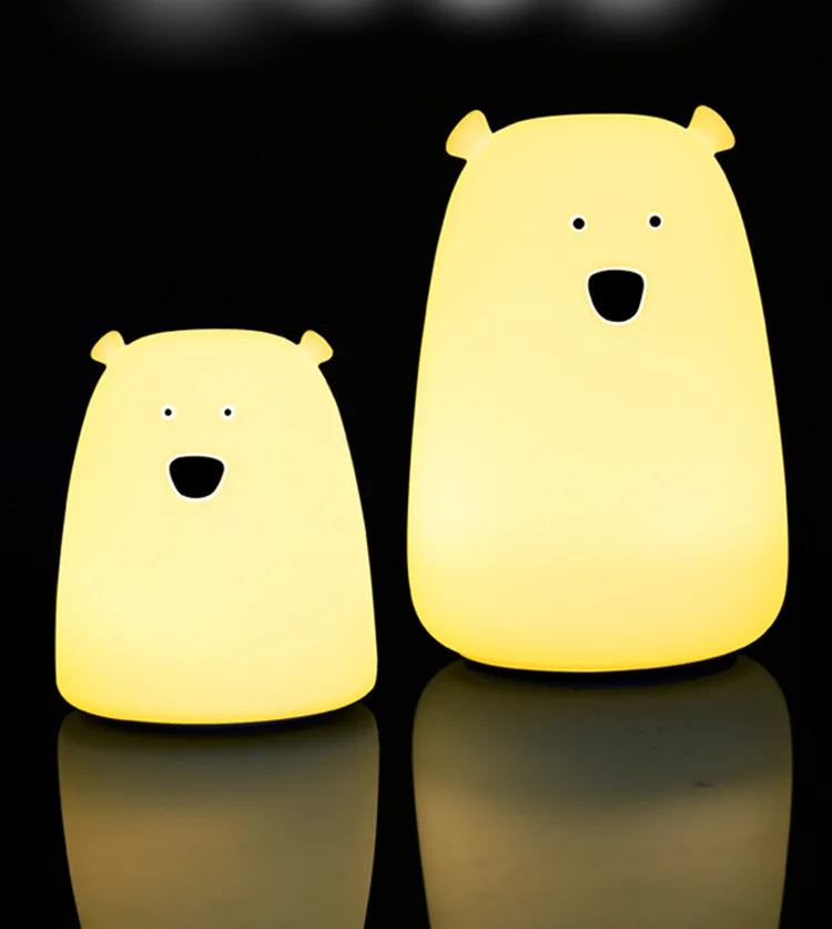 Cute Bear Silicone LED Night Light Lamp Children Bedroom Color Changing Night Lamps  LED Bedside Light for Children Kid Baby Toy Gifts (3)