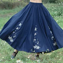 Новые женские большие плиссированные юбки весна лето стиль сплошной цвет с вышивкой и эластичным поясом юбка для женщин Повседневная юбка низ