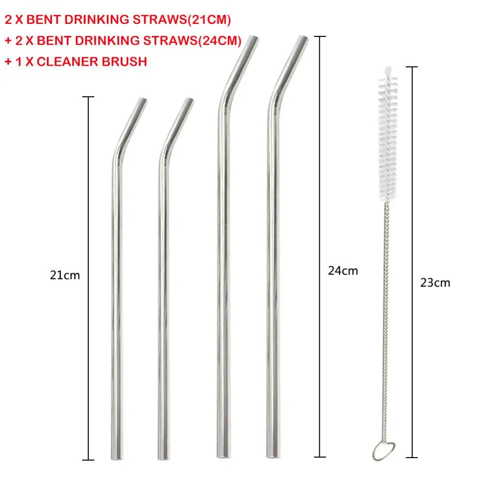 4, 6, 8 шт., металлическая соломинка, многоразовая соломинка из нержавеющей стали, питьевая соломинка с чистящей щеткой для кружек, барных принадлежностей, 27 см - Цвет: 05