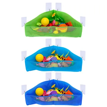 

Bathroom Mesh Hanging Organizer Bath Toys Bags Kids Toy Storage Basket Mesh Pockets sticky hooks cups Shower Storage Bag