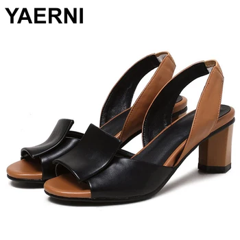 

YAERNI2019Summer Shoes Woman Sandals Mixed colors ladies sandals Stylish Backstrap High heels Women Party Dress Shoes BlackE1059