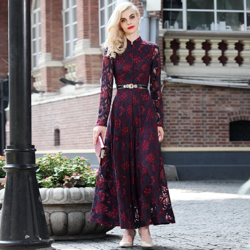 2016 good quality women fashion dress lace long maxi dressin Dresses