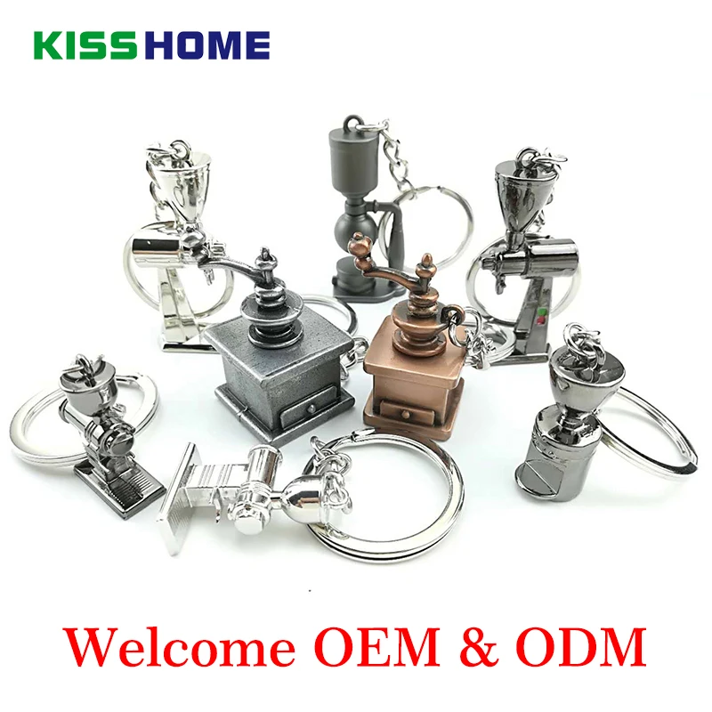 

Zinc Alloy Coffee Machines Keychain Portable Keyring Coffeeware Tools Promotion Gifts Barista Espresso Coffee Accessories