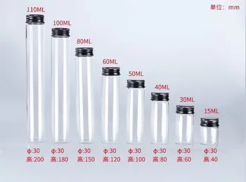 

5pcs/lot 15/30/40/50/60/80/100/110ml Clear Bottles Glass Vials WithBlack Screw Caps For Wedding Holiday Decor Christmas Gifts