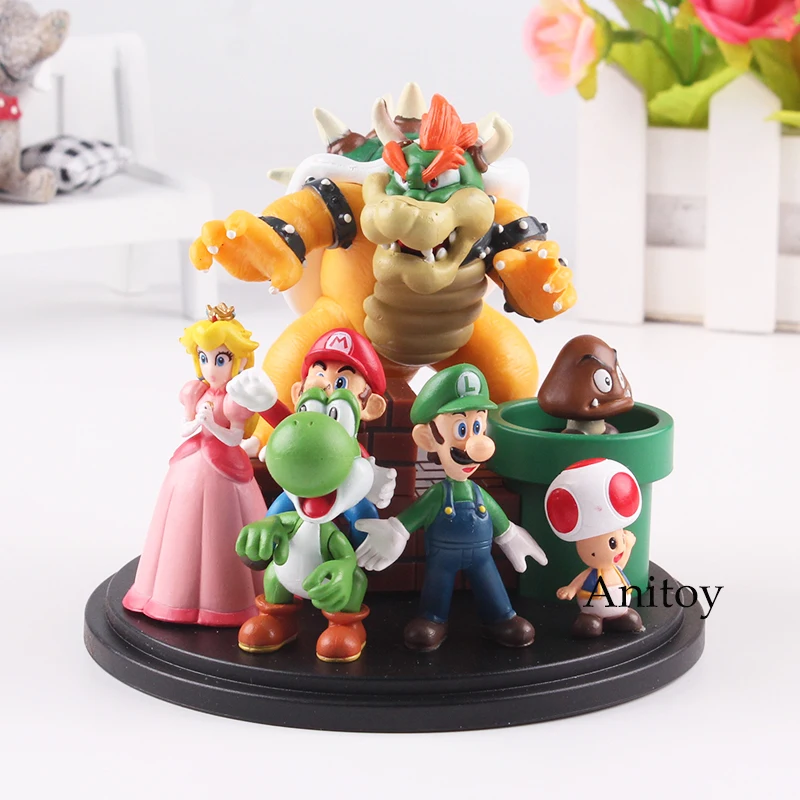 Super Mario Bros Wii Mario Figures Princess Peach Luigi Bowser Yoshi Toad Goomba Action Figure Party Decoration Toy Gift 3-10cm
