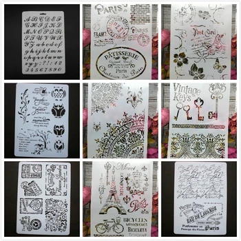 

F51G Paris Tower Stamp Words A4 Craft Layering Stencils Wall Painting Scrapbooking Stamping Embossing Album Paper Card Template