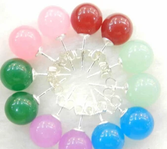

11.23 Wholesale 6 Pairs 10mm Jewelry Multicolor Jade & Sterling Silver Earrings Discount 35%