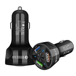 Двойной USB быстрая зарядка 3,0 Автомобильное зарядное устройство с светодиодный дисплеем универсальное автомобильное зарядное устройство