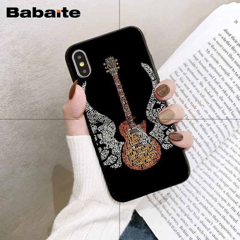 Babaita гитара Музыка черный мягкий чехол для телефона iPhone 8 7 6 6S Plus 5 5S SE XR X XS MAX Coque Shell 11 11pro 11promax