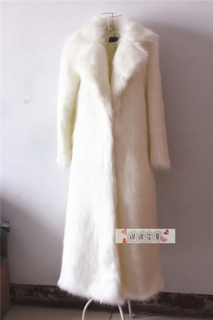 Ex цена мода зимние x-долго искусственный плюшевые лисицы пальто ветровка куртка пальто конфеты цвет S- 5XL - Цвет: white